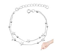 Abaodam Bracelet Femme Argent Sterling Double Couches Étoile Créatif Ajustable Bijoux Élégants pour Poignet