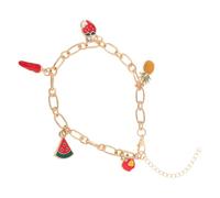 Abaodam Bracelet Femme Pendentif Fruit Coloré Chaîne Trombone Charms Mignons Fraise Pomme Pastèque Ananas Bijou Polyvalent pour Filles
