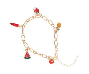 Abaodam Bracelet Femme Pendentif Fruit Coloré Chaîne Trombone Charms Mignons Fraise Pomme Pastèque Ananas Bijou Polyvalent pour Filles
