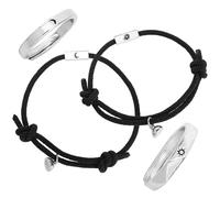 Abaodam Bracelet Femme Tressé Bague Lune et Étoile, Ensemble Bijoux Duo Été, Corde Ajustable, Présent Romantique pour Couple et Amies, Style Minimaliste et Polyvalent