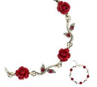 Abaodam Bracelet Fleur de Rose Rouge Romantique, Chaîne Ajustable en Alliage, Bijou Saint-valentin Femme, Style Vintage, Présent Élégant pour Anniversaire et Rendez-vous Amoureux