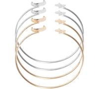 Abaodam Bracelet Jonc Lune et Étoile Réglable en Alliage, Confortable à Porter, Pack de 4 Pièces Chic et Créatif pour Femmes, pour Anniversaire et Vacances