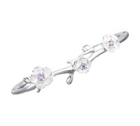 Abaodam Bracelet Manchette Ouvrant pour Femme en Alliage Argenté Zircone Violette Réglable Motif Fleur de Lotus et Symbole Cœur Bijou Vintage Élégant pour Tenue Quotidienne et Présent