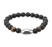 Abaodam Bracelet pour Homme en Pierres Naturelles Noir Mat, Perles Élastiques Thème Rugby, Décoration de Poignet Sportive, Bijou Portable pour Voyage et Rendez-vous, Présent Masculin