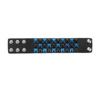 Abaodam Bracelet Punk Unisexe en Similicuir Noir et Bleu Manchette Large à Rivets Carrés Ajustable pour Homme Style Gothique Rock Années 80 Accessoire Mode Bar et Fête Halloween