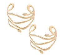 Abaodam Bracelet Serpent Ouvert en Alliage Doré Chic, Accessoire de Mode Réglable pour Clubs et Rendez-vous, Lot de 2 Pièces Design Élégant et Lumineux
