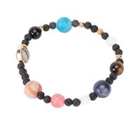 Abaodam Bracelet Style Huit Planètes en Pierre Naturelle Bleue Système Solaire Réglable Unisexe Bijou de Poignet pour Voyages et Présents
