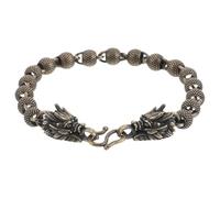 Abaodam Bracelet Unisexe en Cuivre Pur Tête de Dragon Vintage Perles Mates Finition Satinée Bijou Symbole de Protection et Sagesse pour Tenue Décontractée et Quotidienne