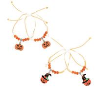 Abaodam Bracelets D'halloween Citrouille en Perles de Porcelaine 4pcs, Alliage Solide, Couleur Vive pour Fêtes D'halloween et Décoration Festive