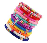 Abaodam Bracelets en Pâte Polymère Colorés 12 Pièces, Bracelets Élastiques Bohème Perles Plates 6 Mm, Assortiment Multicolore pour Femmes et Filles, Accessoires Légers Couleur Aléatoire