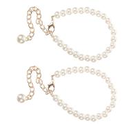 Abaodam Bride de Chaussure pour Femme en Perles Naturelles Métal Doré, Chaîne Perlée Antidérapante, Accessoires pour Talons Hauts, Usage Quotidien et Fêtes, Longueur 52 Cm