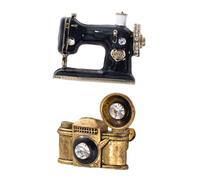 Abaodam Broche Appareil Photo et Tourne-disque Rétro en Alliage Doré et Noir, Épinglette de Revers Légère, Accessoire Mode Femme pour Vêtements, Paquet, Chapeaux, Lot de 2 Pièces