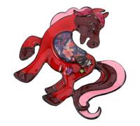 Abaodam Broche Cheval Colorée en Alliage Rouge, Épinglette Légère et Hypoallergénique, Accessoire Zodiaque Chinois 2026 pour Robe, Costume et Mariage Femme, Présent Mardi Gras et Nouvel