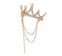 Abaodam Broche Couronne Métal Élégante avec Ornement en Cristal et Gland Épingle de Revers Sécurisée pour Femme et Homme Accessoire de Mariage Fête et Costume Doré