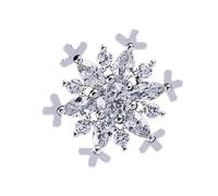 Abaodam Broche de Chemise Fine Flocon de Neige en Zircon Microserti Blanc Platine, Décoration Élégante pour Vêtements, Clip de Collier Anti-regard, Accessoire Soirée Femme