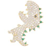 Abaodam Broche Dinosaure en Métal Doré avec Cristaux Épingle Fantaisie pour Femme Accessoire Décoratif pour Costume Pull et Écharpe Présent Anniversaire Original