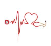 Abaodam Broche Électrocardiogramme Alliage Épingle de Revers Originale pour Femme Accessoire Inoxydable Style Stéthoscope Chic pour Vêtements et Écharpes