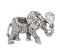Abaodam Broche Éléphant en Cristaux Scintillants Argentée Mini Broche Décorative pour Femme Épingle pour Veste Foulard et Châle Accessoire Bijou Élégant pour Soirée et Cocktail