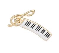 Abaodam Broche en Métal Piano Broche Décorative de Note de Musique Femme Accessoire Mode Raffinée Fête Élégante Dorée Compacte