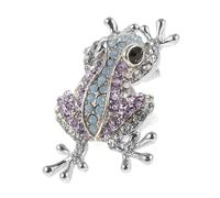 Abaodam Broche Grenouille en Alliage de Zinc Cristaux Bleu et Blanc, Épingle Métallique pour Vêtements et Accessoires, Pin's Animalier Mignon pour Chapeaux, Écharpes et Paquet, Bijoux