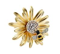 Abaodam Broche Marguerite Abeille Dorée Accessoire Mode Élégant pour Femme Broche Corsage Simple et Polyvalente Décoration Vêtement pour Fête et Quotidien