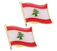 Abaodam Broche Métal Drapeau du Liban Ronde Solide Épinglette D'amitié Unisexe Vêtement Paquet à Dos Voyage International 2 Pièces