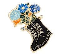 Abaodam Broche Métallique Décorative de Bottes et Fleurs Noires, Accessoire Mode pour Vêtements et Manteaux Femme, Épinglette de Revers Légère et Résistante, Ornement Vestimentaire