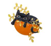 Abaodam Broche Motif Petit Chat Noir Cartoon en Métal Léger Broche Épingle pour Femmes Fête et Usage Quotidien Élégante Accessoire Mode 3 X 2 Cm