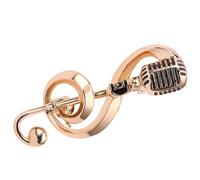 Abaodam Broche Musique Microphone et Note Doré Épingle Bijoux Femme pour Robe et Veste Accessoire Cadeau Original Anniversaire et Concert