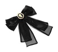 Abaodam Broche Nœud Vintage Femme Style Baroque Matériau Léger et Résistant Épingle de Col Sécurisée Accessoire Mode pour Vêtements et Chapeaux Noir Grand Modèle