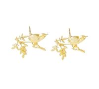 Abaodam Broche Oiseau Décorative Lot 2 Mini Broches Métal Léger Galvanoplastie Mode Femmes Vêtements Paquet Accessoires Branches Petit Format