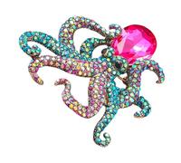 Abaodam Broche Pieuvre Fantaisie en Alliage Ornée de Cristaux, Épingle à Col Châle pour Femmes, Bijou Costume Élégant, Accessoire Mode Polyvalent pour Vêtements et Foulards