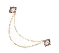 Abaodam Broche pour Homme Vintage avec Chaîne Suspendue Épingle Col de Costume Élégante Doré Accessoire Décoratif pour Chemise et Cardigan