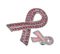 Abaodam Broche Ruban Sensibilisation Cancer du Sein en Alliage Argenté avec Cristaux Roses, Lot de 2 Épingles Décoratives pour Vêtements et Accessoires, Soutien et Collecte de Fonds