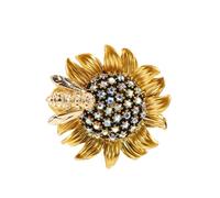 Abaodam Broche Tournesol avec Cristaux Broche Fleur Vintage pour Femme Épingle de Revers Élégante Accessoire Chic pour Vêtements et Foulards
