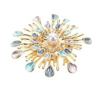 Abaodam Broche Tournesol en Cristaux et Perles, Épingle à Ornement Artisanale, Accessoire Vestimentaire Élégant pour Foulard et Col de Pull, Broche Fleur Chic pour Femme, Décoration