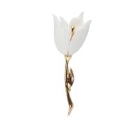 Abaodam Broche Tulipe Blanche pour Costume Femme Épingle à Poitrine Élégante en Métal Accessoire Mariage Cérémonie Décoration Tenue Fête et Cérémonie Broche Costume Marié