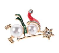 Abaodam Broche Vintage Bonhomme de Neige de Noël en Émail Blanc avec Cristaux et Perles, Épingle Sécurisée pour Pull et Accessoires D'hiver Festifs