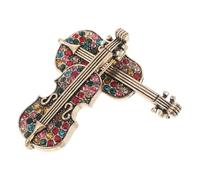 Abaodam Broche Violon Rétro Cristaux Colorés Alliage 2 Pièces Femme Accessoire Mode Écharpe Veste Décor Artistique Vintage 2 Broches