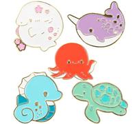 Abaodam Broches Décoratives en Émail Animaux Marins, Lot de 5 Pièces Colorées, Accessoires Vestimentaires Fantaisie, Broches Épingles pour Femmes, Usage Quotidien et Fête Style Aléatoire