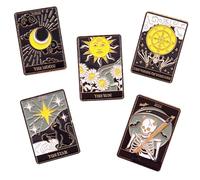Abaodam Broches en Métal Émaillé Tarot Unisexes, Lot de 5 Broches Fantaisie, Alliage Résistant, Épingles pour Vêtements Femme et Homme, Accessoires Mode pour Écharpes et Costumes, Taille