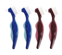 Abaodam Brosse à Prothèses Dentaires Double Face Douce 4pcs en Nylon et Pp pour Nettoyage Facile des Dentiers et Appareils Orthodontiques