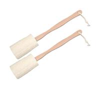 Abaodam Brosse de Exfoliante Dos à Long Manche en Bois Éponge Luffa Naturelle, Outil de Bain pour Massage et Gommage, Lot de 2 Pièces