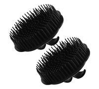 Abaodam Brosse de Massage du Cuir Chevelu Souple en Plastique, Lot de 2 Pièces Noir, pour Shampooing et Gommage, Outil Portable Adapté Bain, Détente et Soin Quotidien