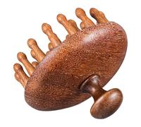 Abaodam Brosse de Massage pour Cuir Chevelu en Bois Naturel de Santal Disque Ergonomique 28 Dents Outil Gua Sha pour Cheveux Secs et Mouillés Soin Antipelliculaire et Démêlant Usage