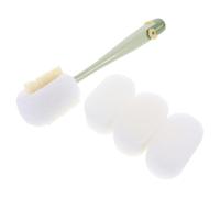 Abaodam Brosse de Nettoyage Multifonction pour Bouteilles et Tasses Lot de 1 Set de Goupillon en Verre à Long Manche Éponge Résistante, Couleur Vert Sombre, 3 Recharges Incluses Usage
