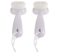 Abaodam Brosse Faciale Exfoliante Visage 2pcs avec Poils Doux et Manche Long en Plastique, Nettoyant Polyvalent pour Maison et Voyage