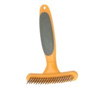 Abaodam Brosse Toilettage pour Animaux Double Rangée Râteau Démêloir Antirouille Peigne Chien et Chat Outil pour Éliminer Poils et Nœuds Manche Antidérapant Ergonomique
