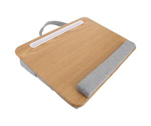 Abaodam Bureau Pliable pour Ordinateur Portable en Tissu Doux Kaki, Taille Moyenne, Support Portable Coussin Isolant Chaleur, Table D’appoint Pratique pour Lit et Usage Maison, 1 Pièce