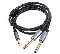 Abaodam Câble Audio 1m 3,5mm vers Double 6,35mm Y Noir | Tresse Nylon, Connecteurs Plaqués Or, Transmission Stable, pour Mixeur Audio et Enceinte